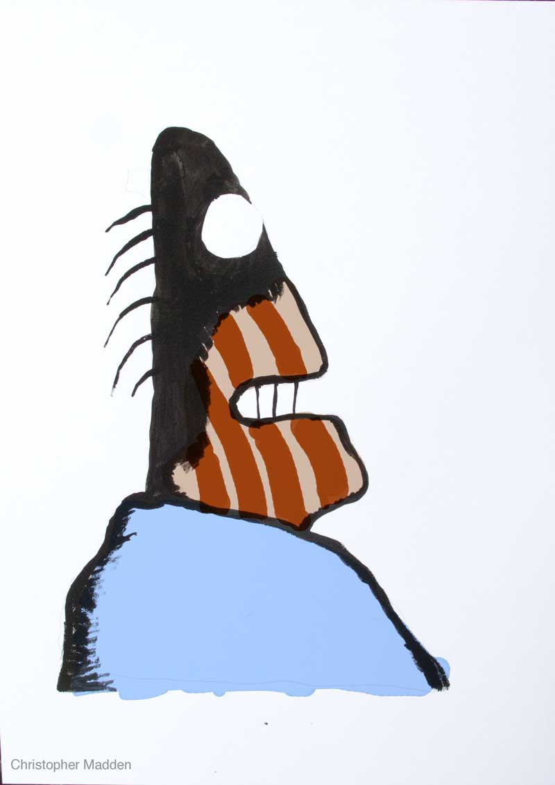 Semi-abstract gouache painting - head