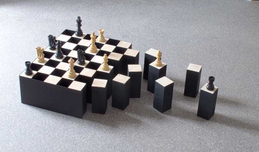 contemporary art - chess board sculpture