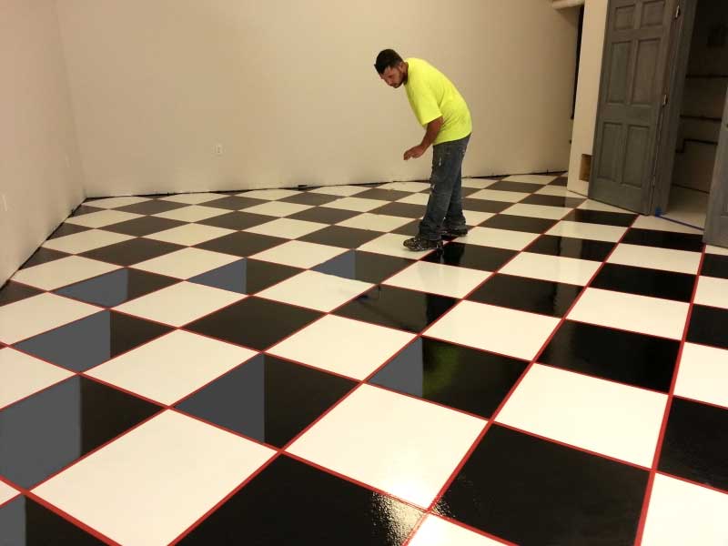 Contemporary art - black holes in tiled art gallery floor