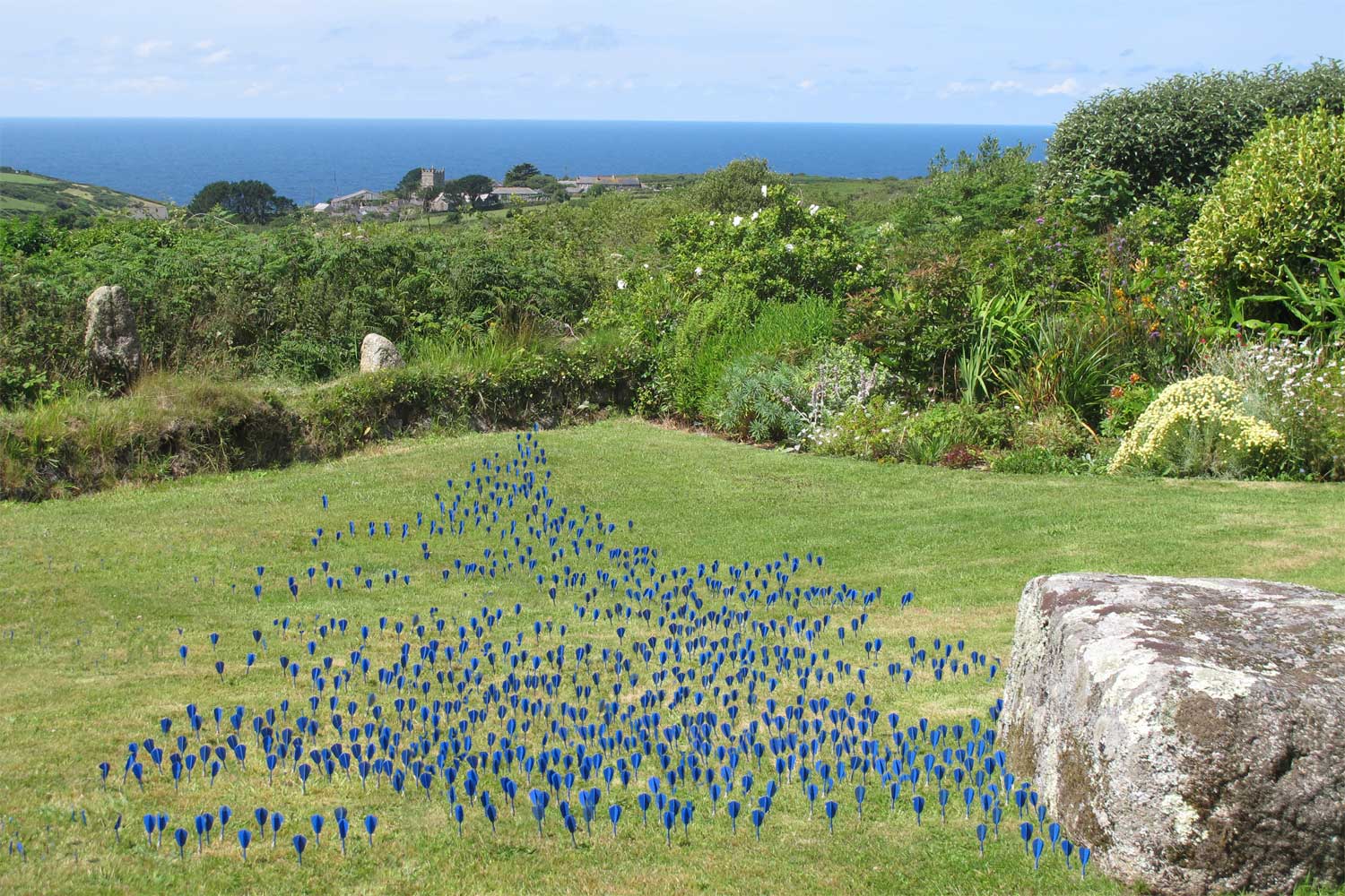 Contemporary art installation in the landscape - Crocus Carpet