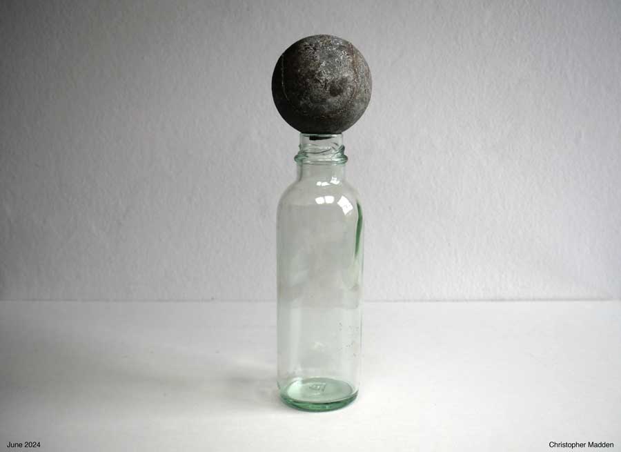 contemporary art readymade sculpture found objects - ball and bottle