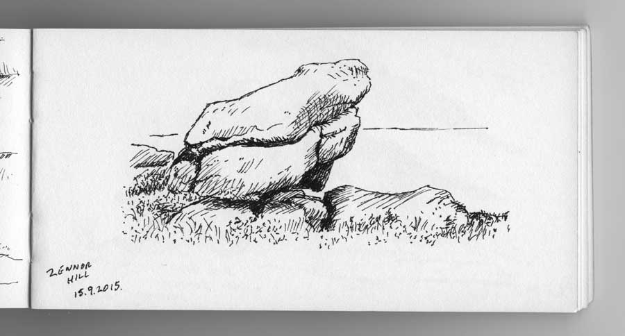 Zennor Hill rock formation drawing